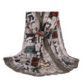 Women′s Flag Printing Spring Summer Long Woven Shawl Scaf (SW138)